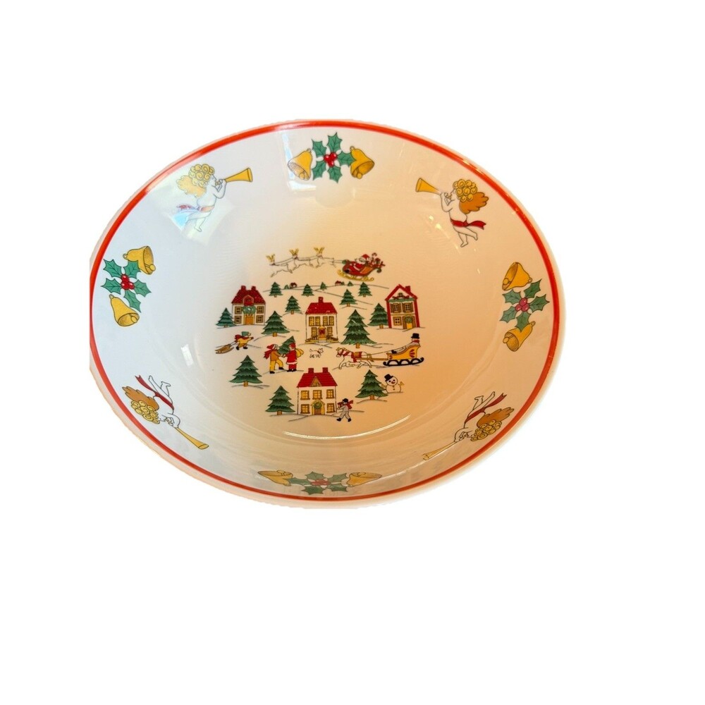 Jamestown China The Joy of Christmas serving bowl 9 1/2 inches Festive